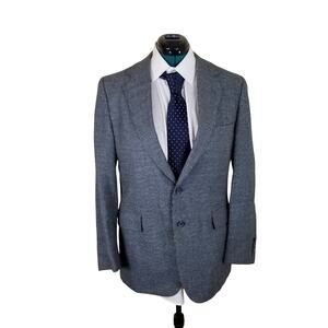 Lebow Mens 100% Wool Gray Blazer 42R Regular Made In USA Classic Fit